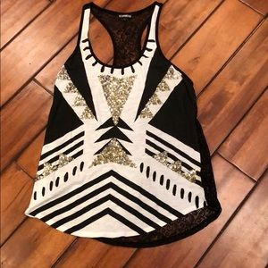 NWOT glitter/lace tank